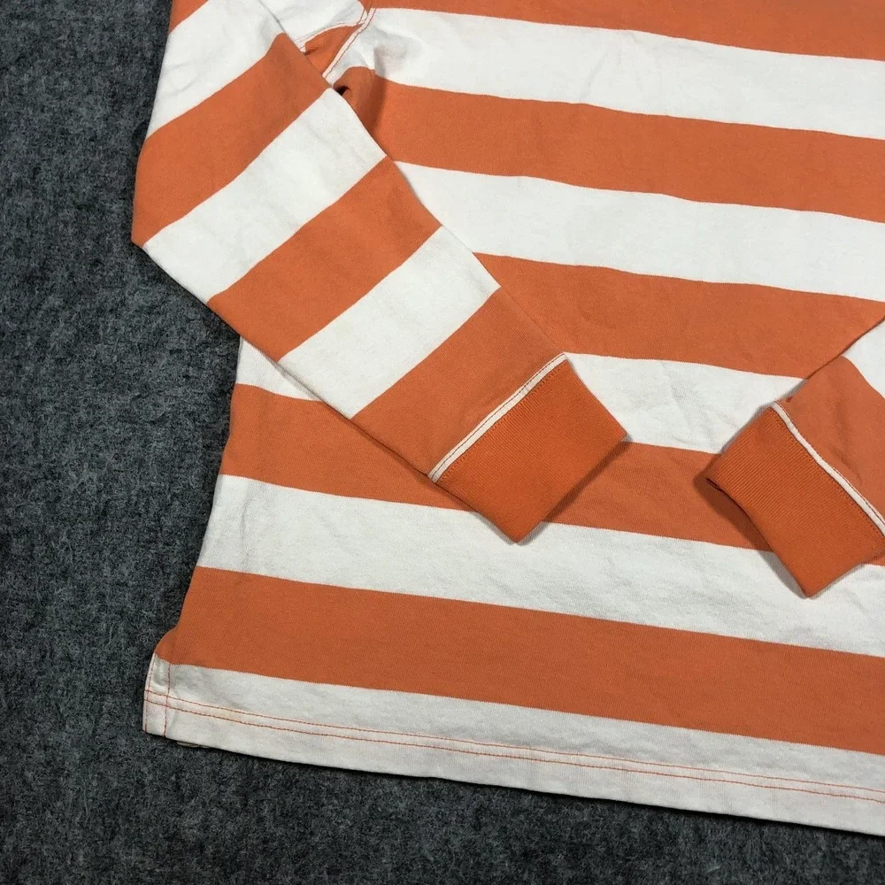 Vintage Polo Ralph Lauren Rugby Shirt Mens M Orange White Stripe Long Sleeve